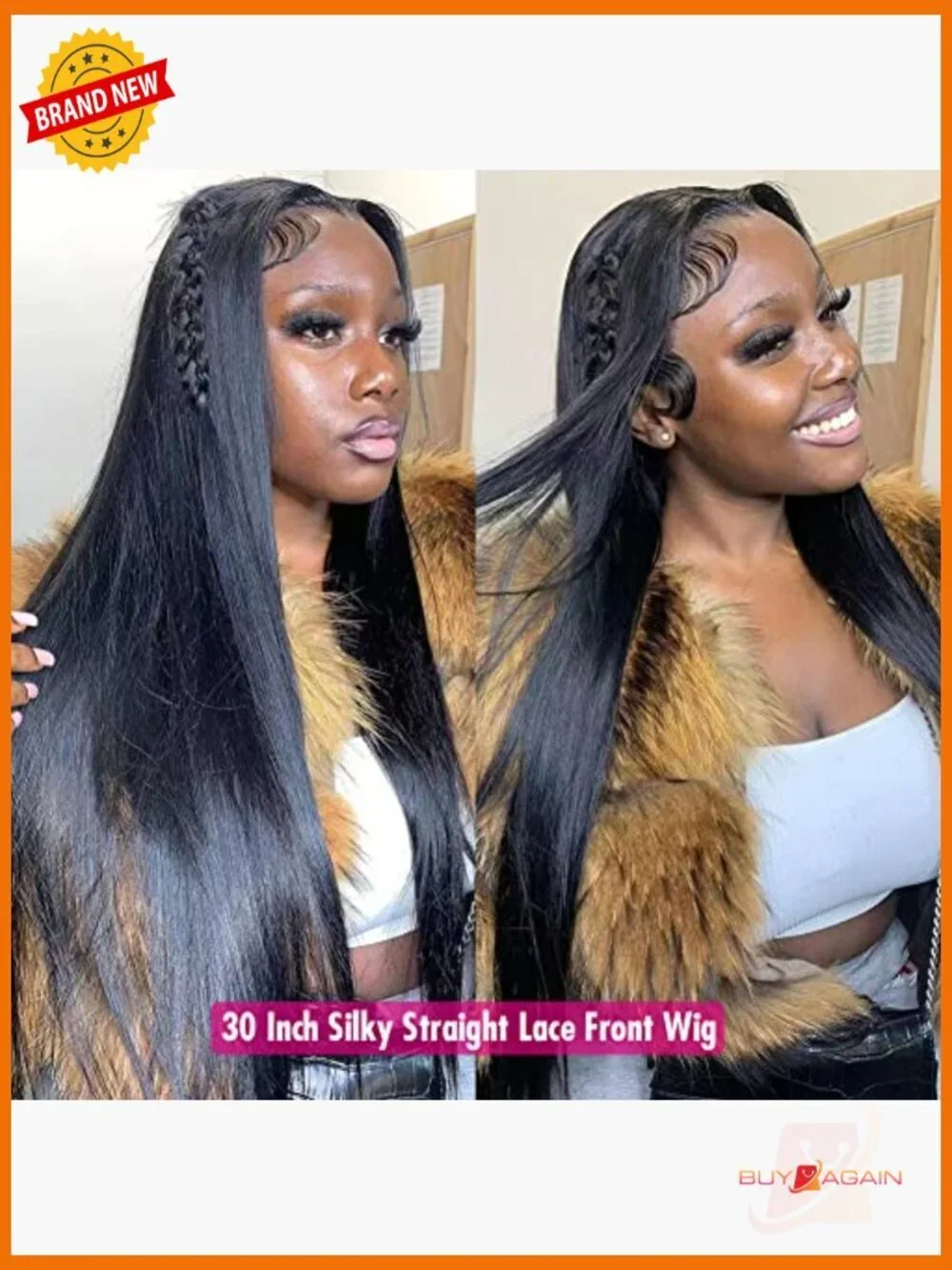 30 Inch Straight Lace Front Wig HD Transparent Lace 180 Density Pre Plucked